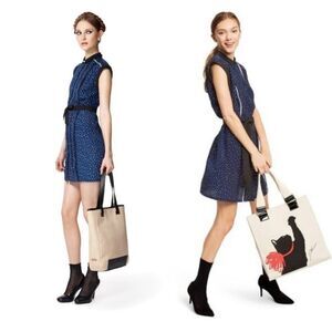 JASON Wu for Target Blue Polka Dot Sleeveless Collared Pleated Shift Mini Dress